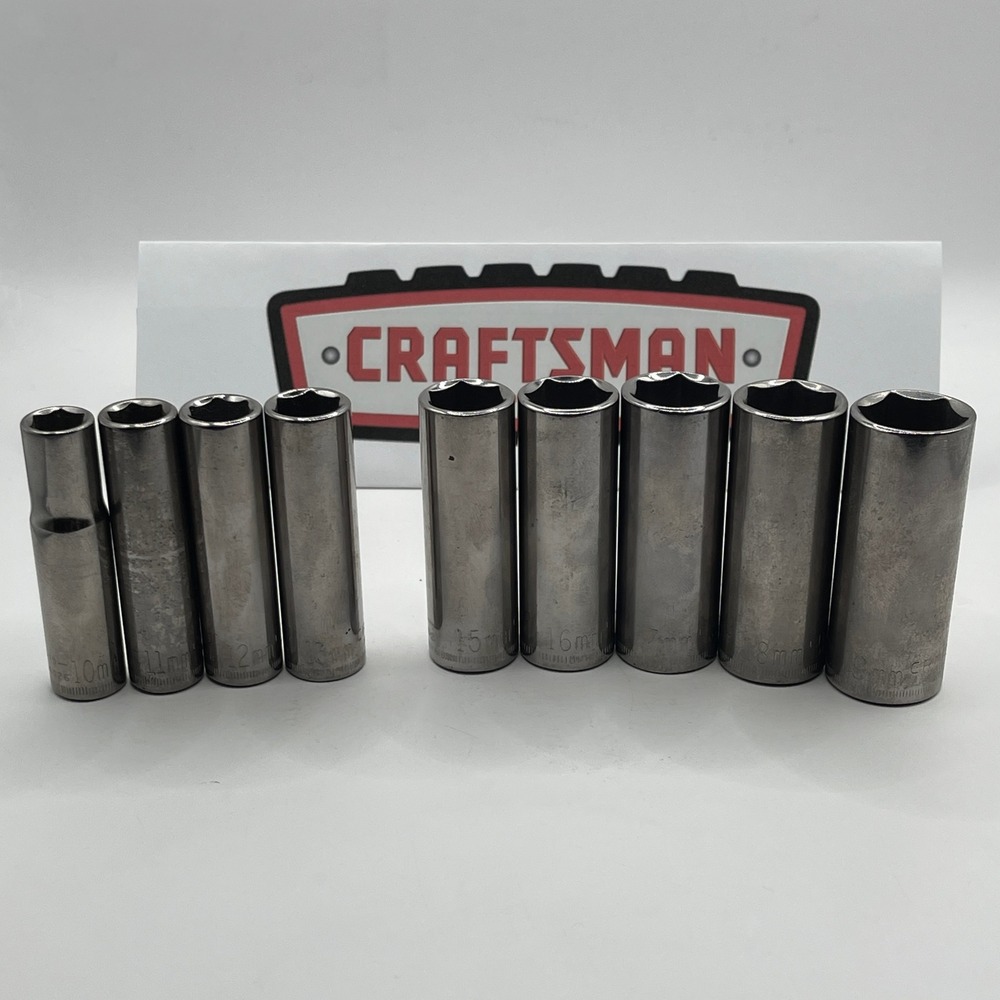 Craftsman 9pc Metric Deep Socket Set 3/8 Drive 6 Point 10-19mm Made in USA 44426